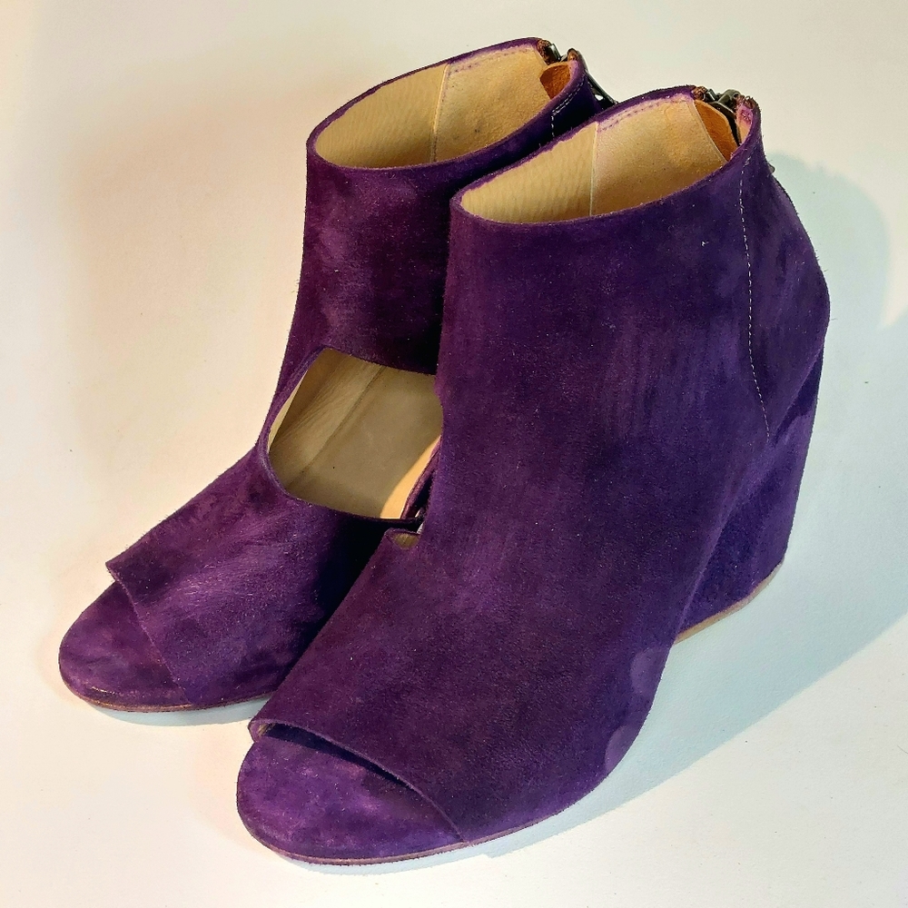 Marsell purple suede cutout heeled booties, EU40